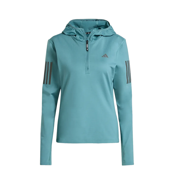 Adidas Womens Own the Run Hooded Half Zip  - Green