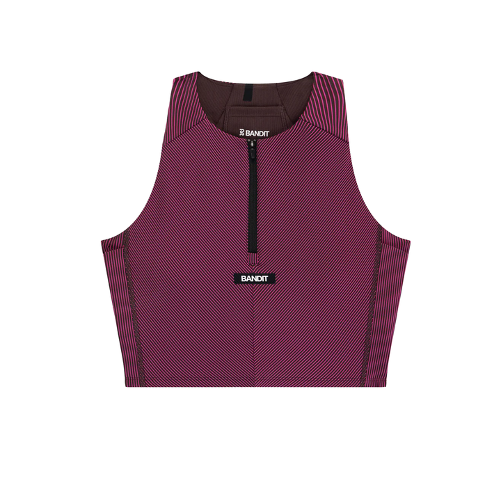 Bandit Women's Striped Cadence Zip Front Race Crop - Espresso/Azalea - AW26