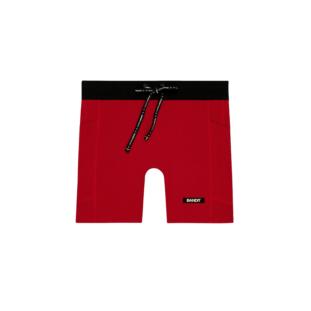 Bandit Womens 5” Striped Cadence Compression Shorts  - Oxide Red/Signal Red - AW26