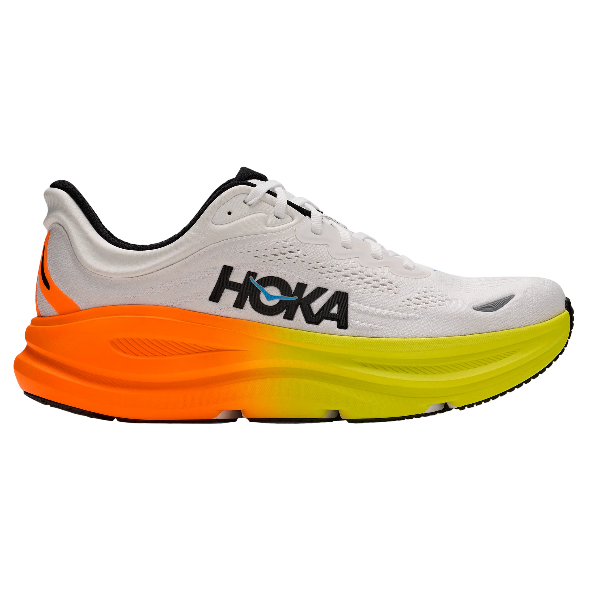 Hoka Mens Bondi 9 - White/Neon Tangerine - Neutral - AW26