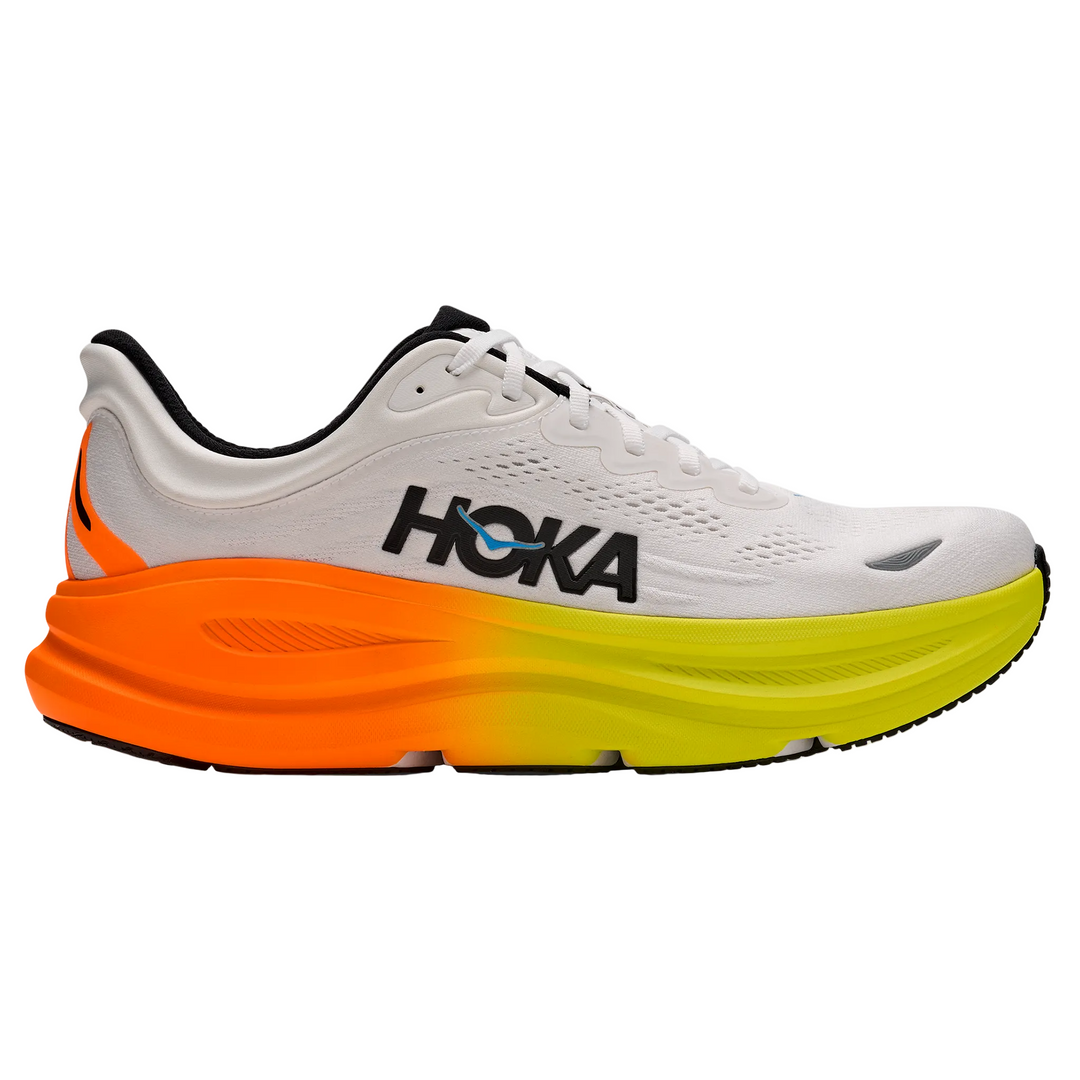 Hoka Mens Bondi 9 - White/Neon Tangerine - Neutral - AW26