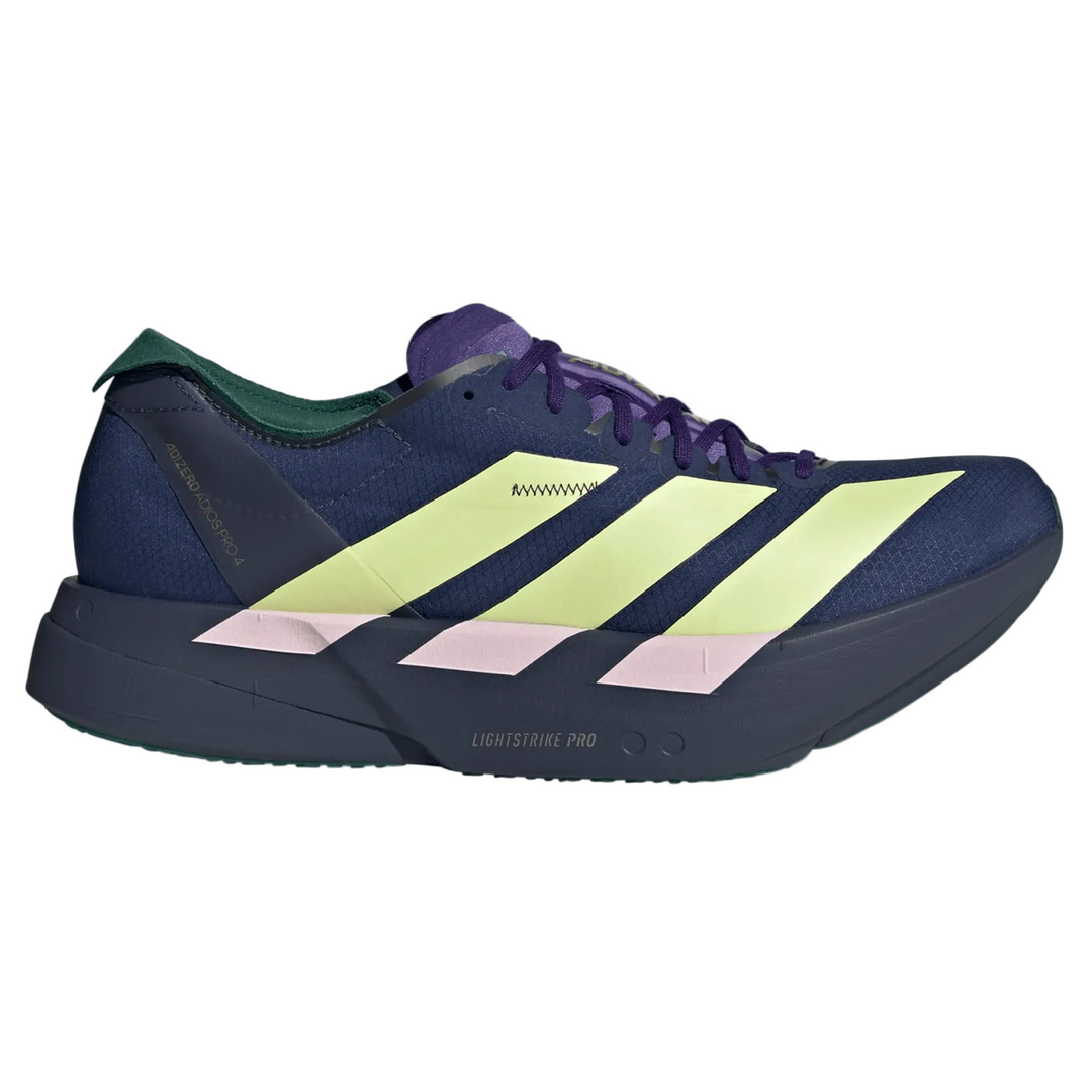 Adidas Mens Adizero Adios Pro 4 - Dark Blue/Yellow Tint/Clear Pink - Neutral - AW26