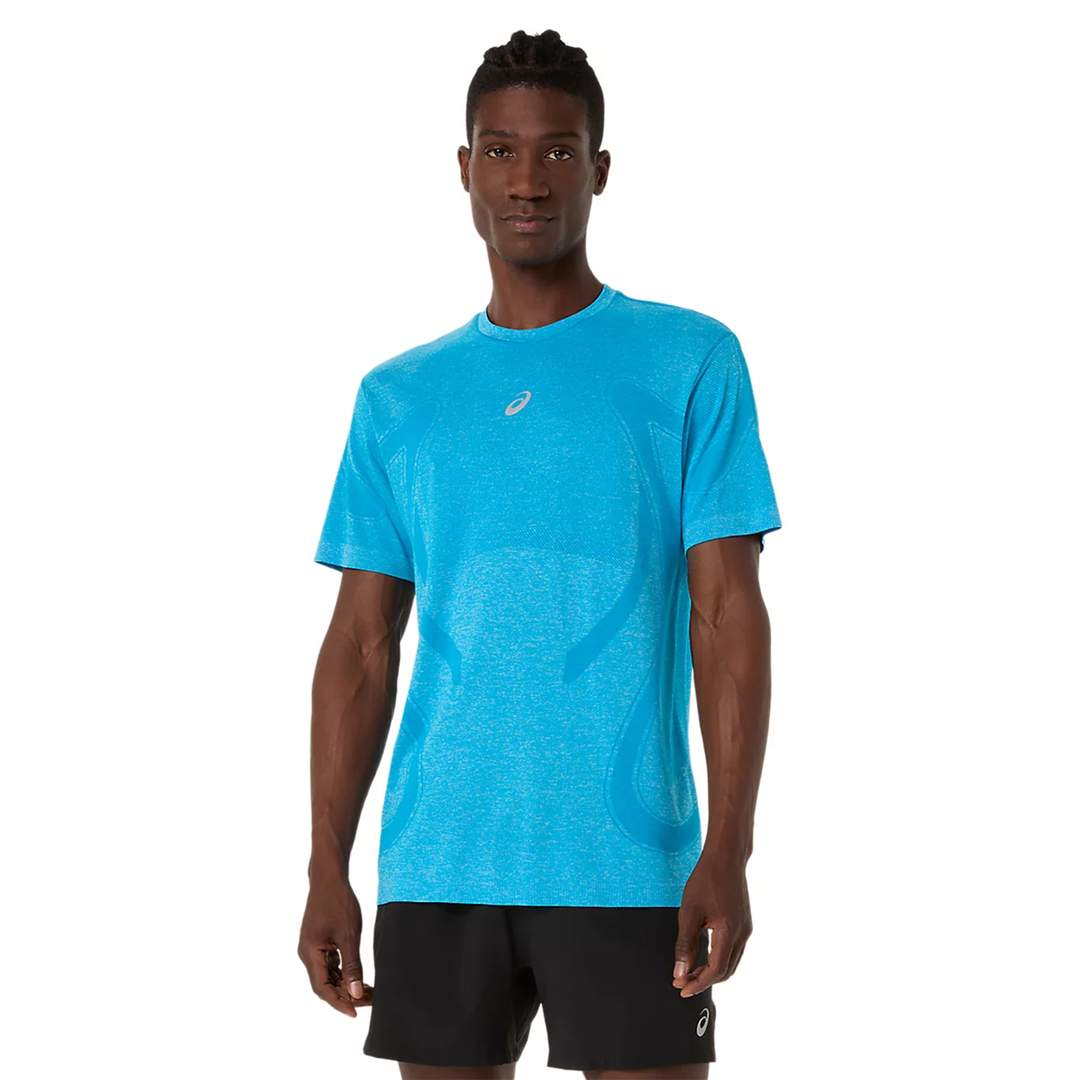 Asics Mens Road Seamless SS Top - Aegean Blue/Sky
