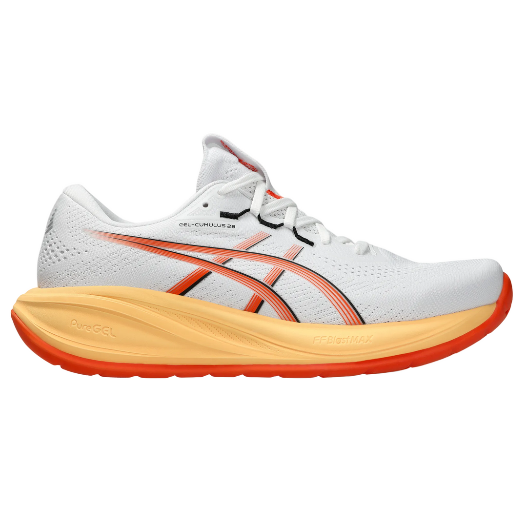 Asics Mens Gel Cumulus 28 Ignite - White/Energy Orange - Neutral - AW26
