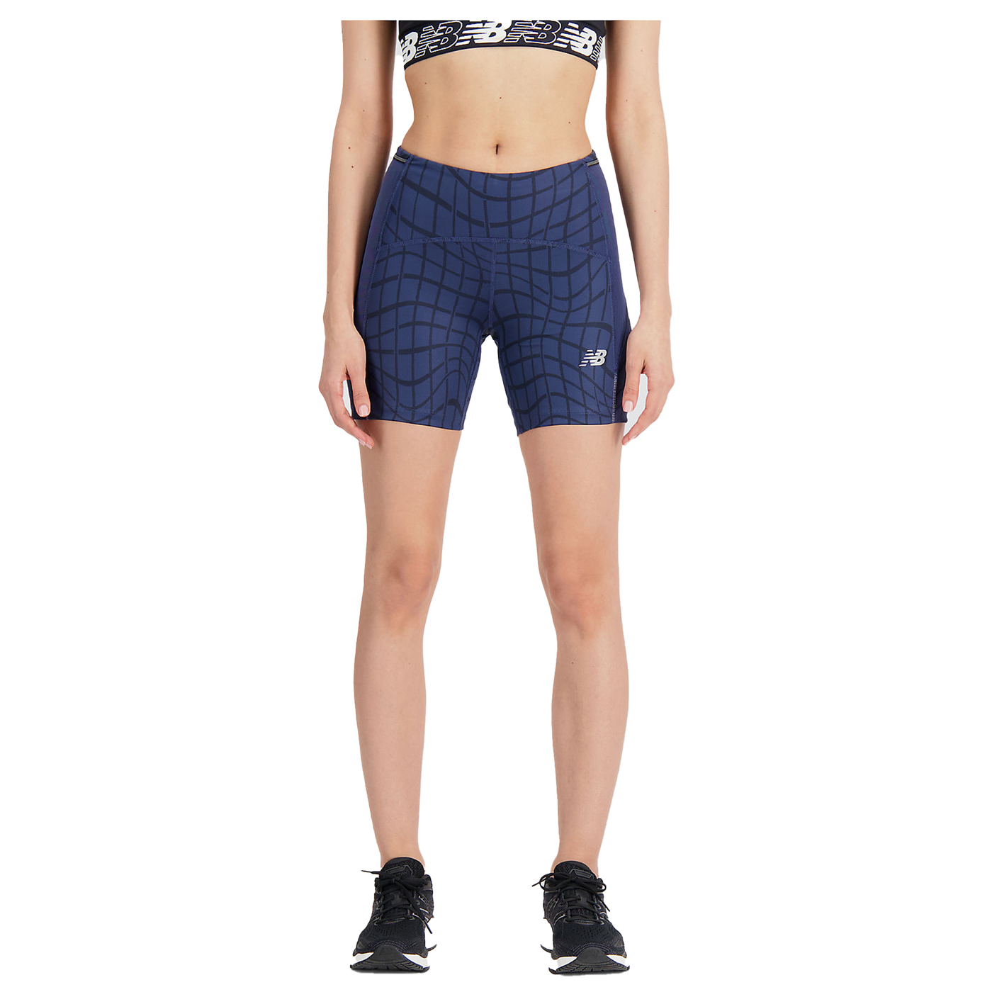 New Balance Womens Printed Impact Run Fitted Short - Navy