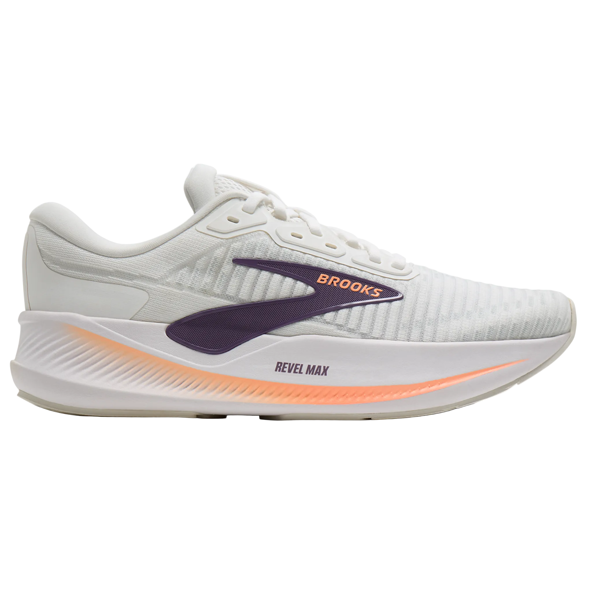 Brooks Womens Revel Max - Bright White/Mulled Grape/Peach - Neutral - AW26