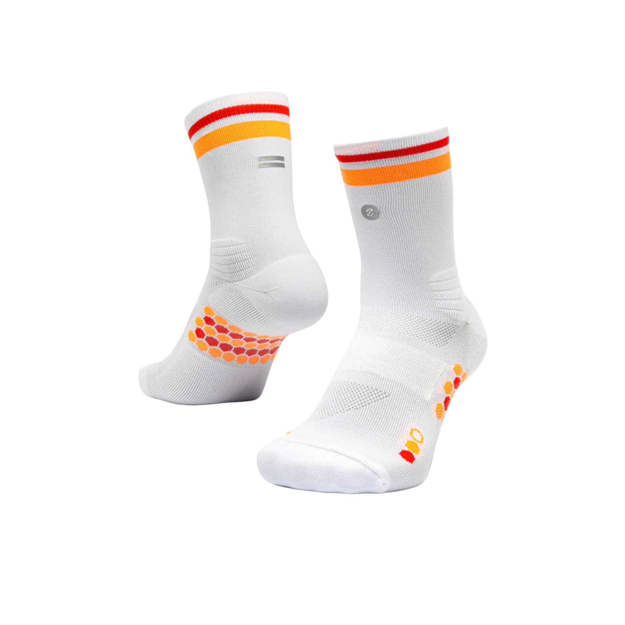 SHYU Racing Half Crew Socks - White/Tangerine/Red