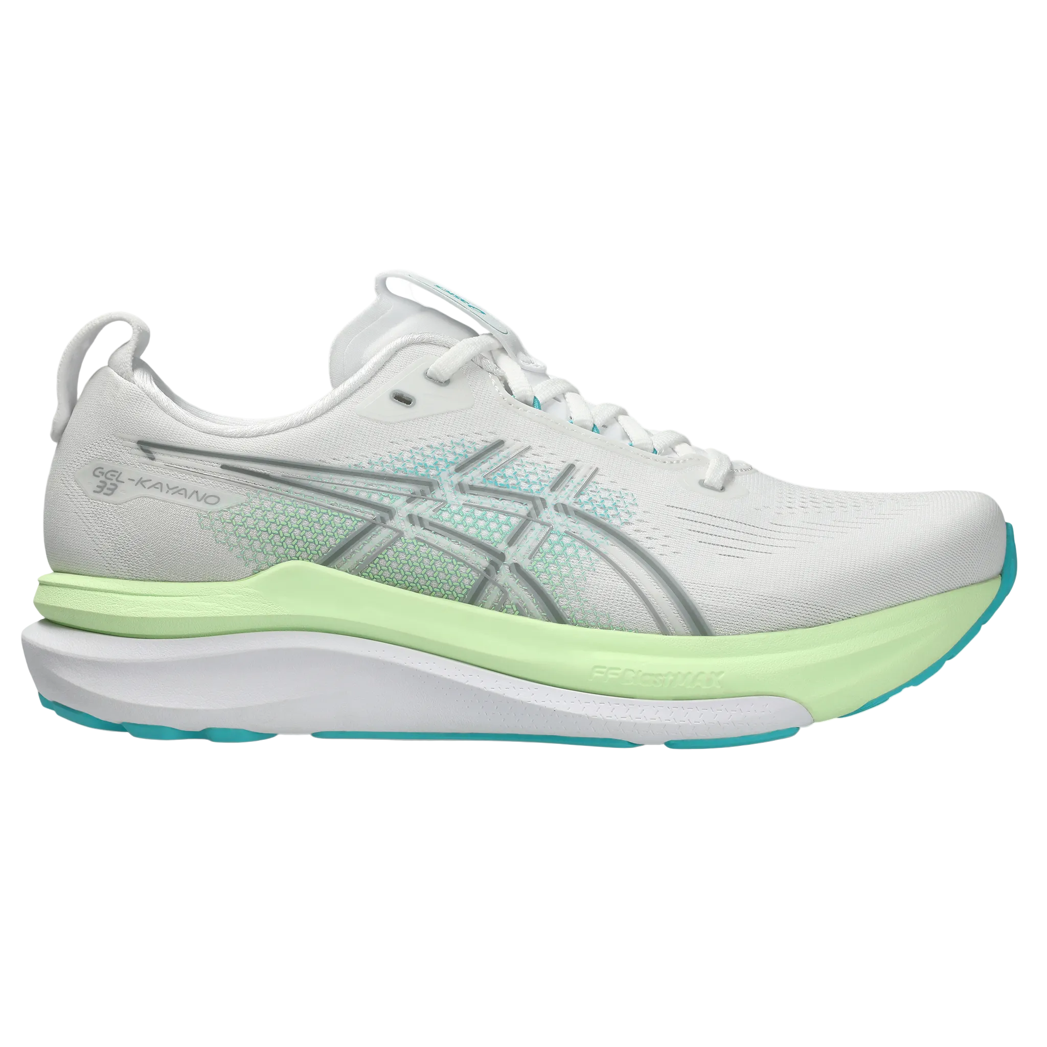 Asics Mens Gel Kayano 33 - White/Energy Aqua - Stability - AW26