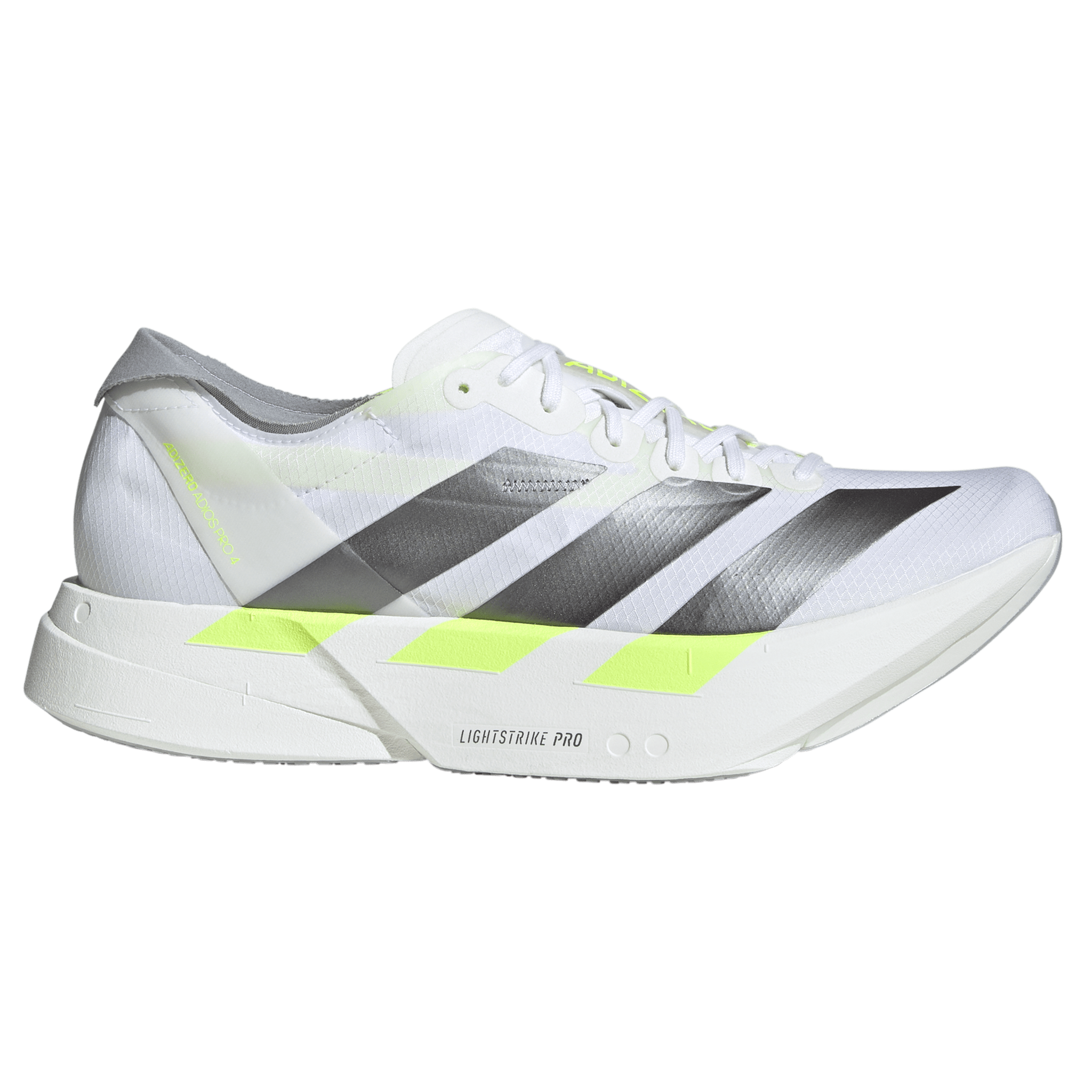 Adidas Mens Adizero Adios Pro 4 - Footwear White/Iron Metallic/Solar Yellow - Neutral - AW26