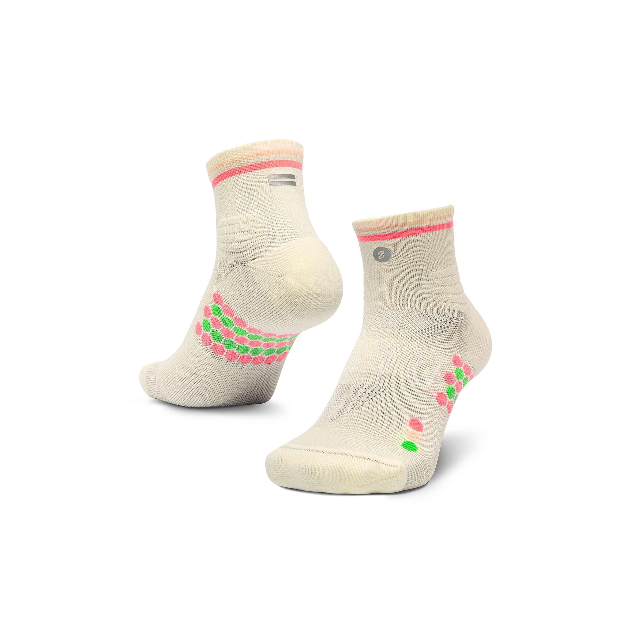 SHYU Racing Quarter Crew Socks - Cream/Blush/Peach