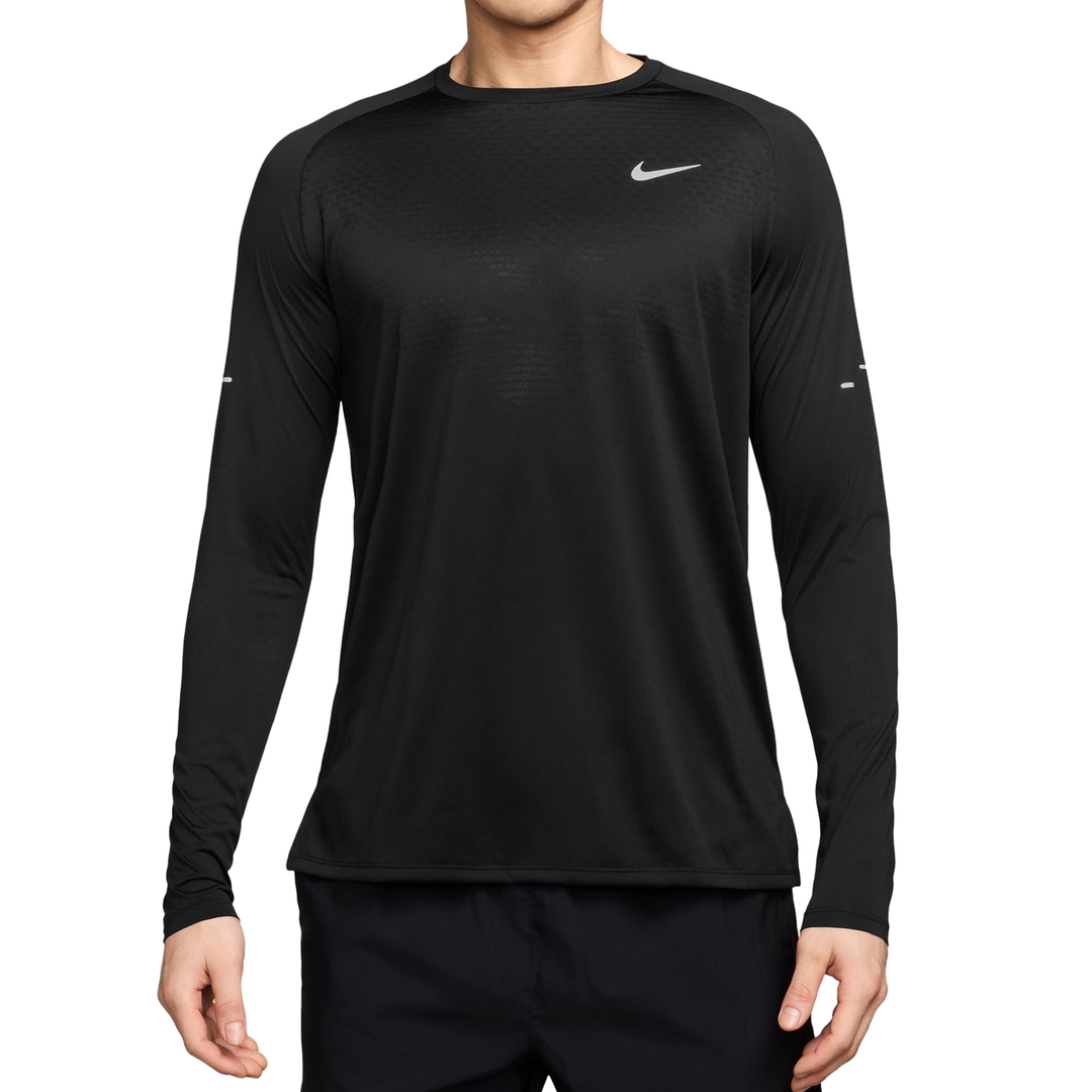 Nike Herren Dri-FIT Stride L/S Top – Schwarz/Reflektierendes Silber