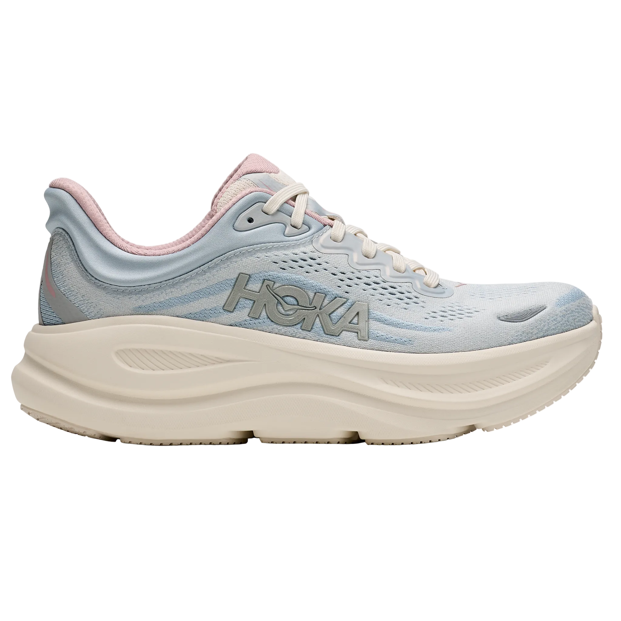 Hoka Womens Bondi 9 GLM - Alabaster/Mineral Blue - Neutral - AW26