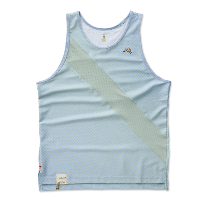 Tracksmith Mens Van Cortlandt Singlet - Dusty Blue Print/Jadeite - SS26