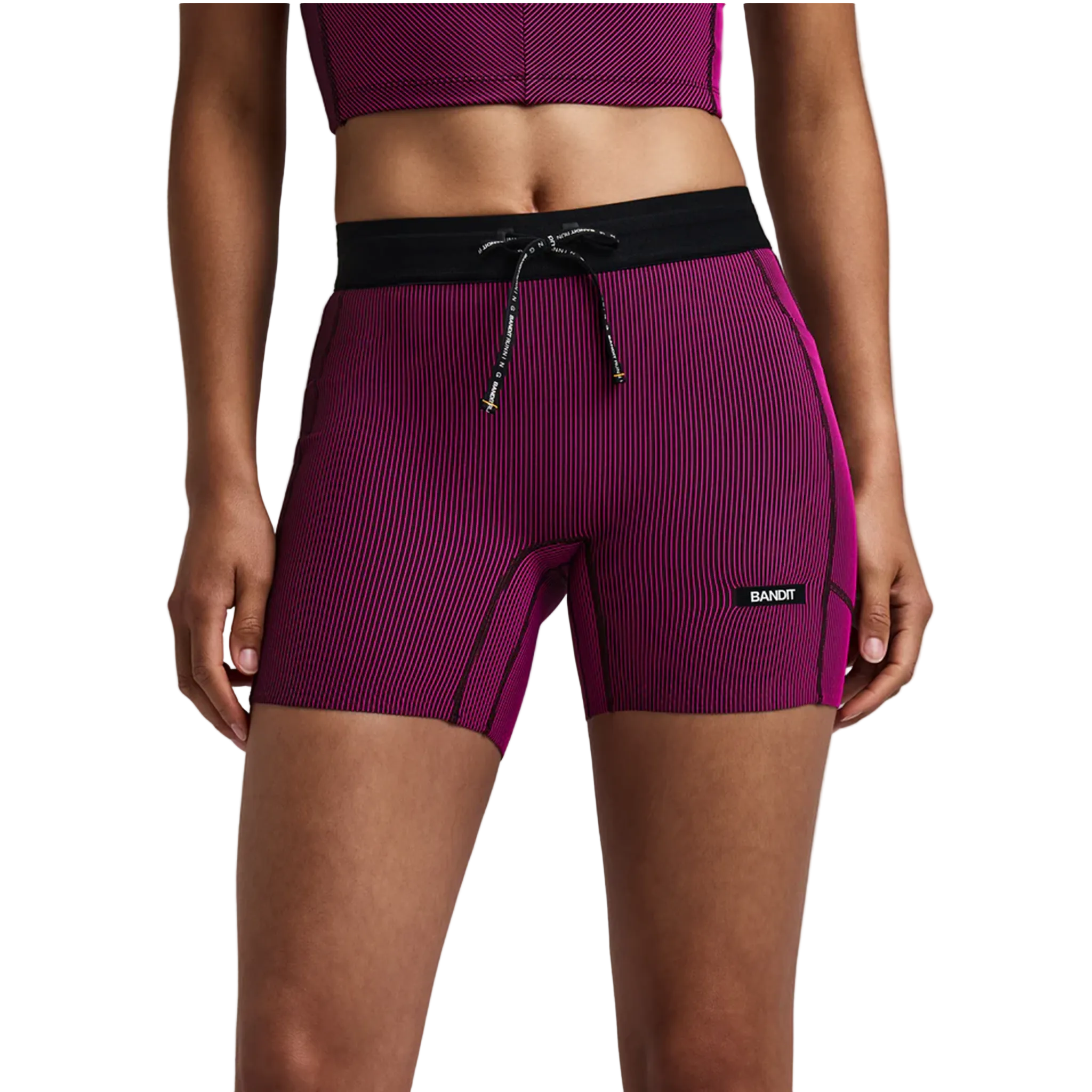 Bandit Womens 5” Striped Cadence Compression Shorts  - Espresso/Azalea - AW26