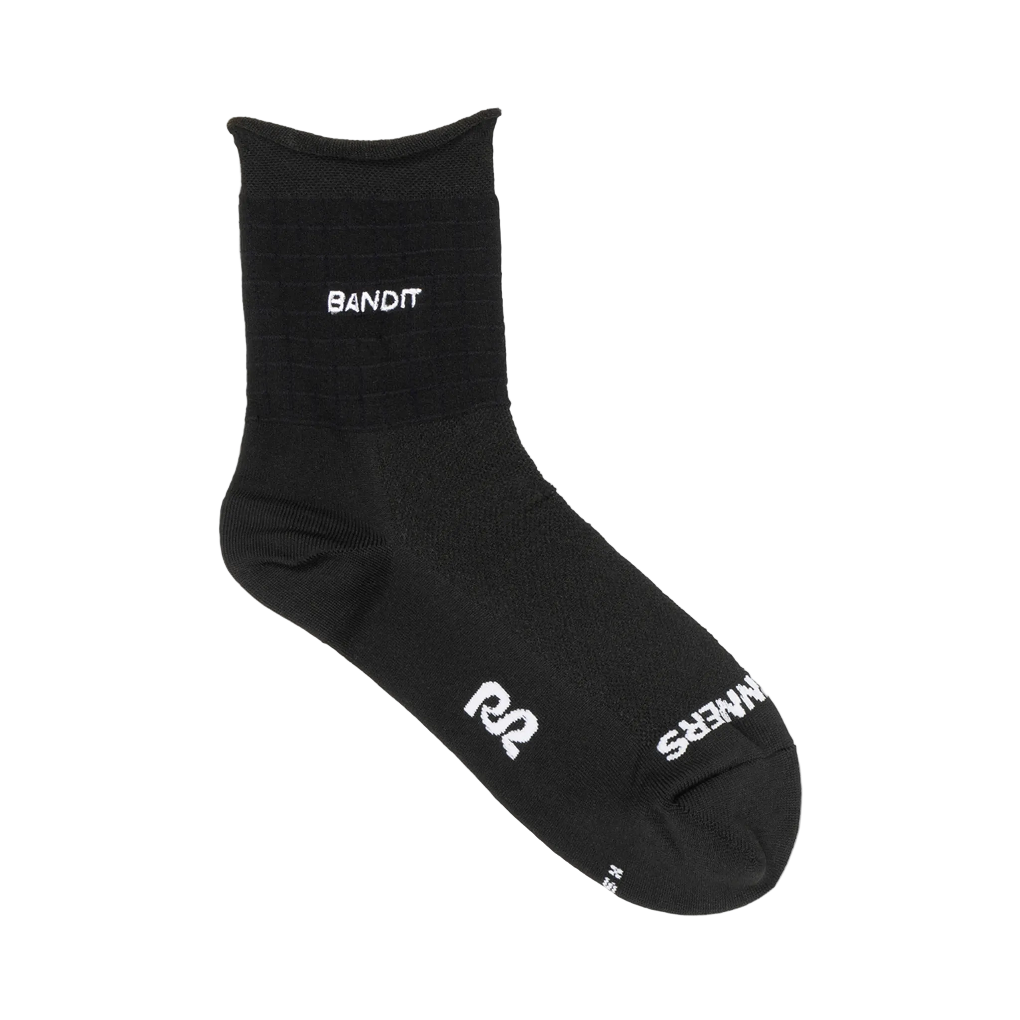 Bandit Ottoman Rib Lite Run Quarter Socken Alt Logo (2er-Pack) – Schwarz/Weiß – SS26
