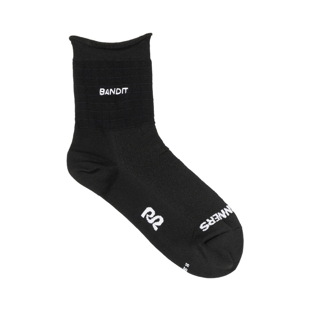 Bandit Ottoman Rib Lite Run Quarter Socken Alt Logo (2er-Pack) – Schwarz/Weiß – SS26