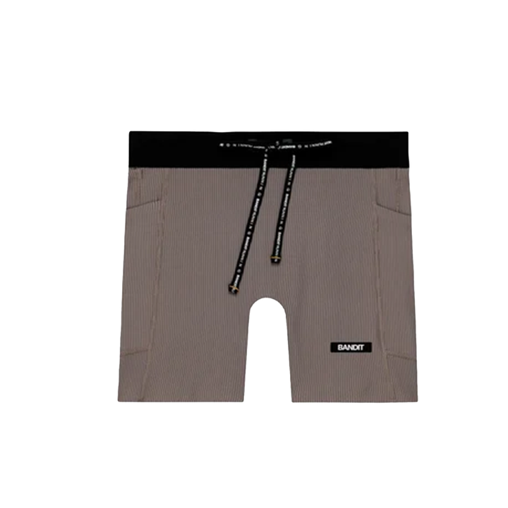 Bandit Womens Striped Cadence 5" Compression Short - Concrete Taupe/Cocoa - AW26