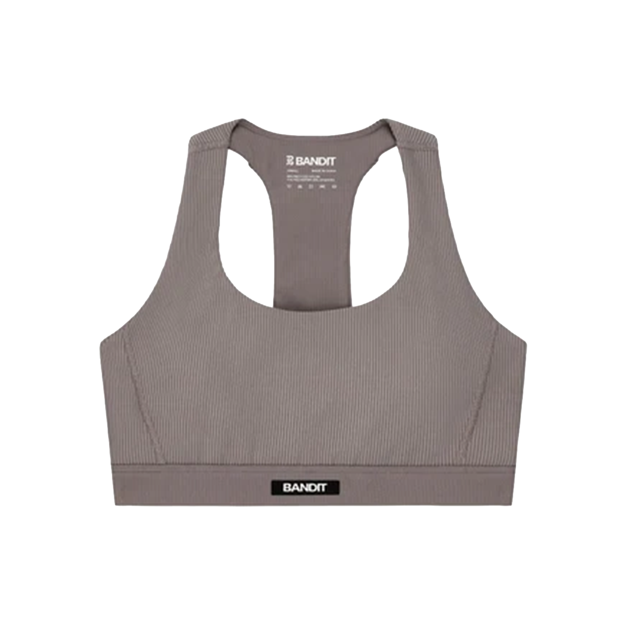 Bandit Womens Striped Cadence Scoop Neck T-Back Run Bra - Concrete Taupe/Cocoa - AW26