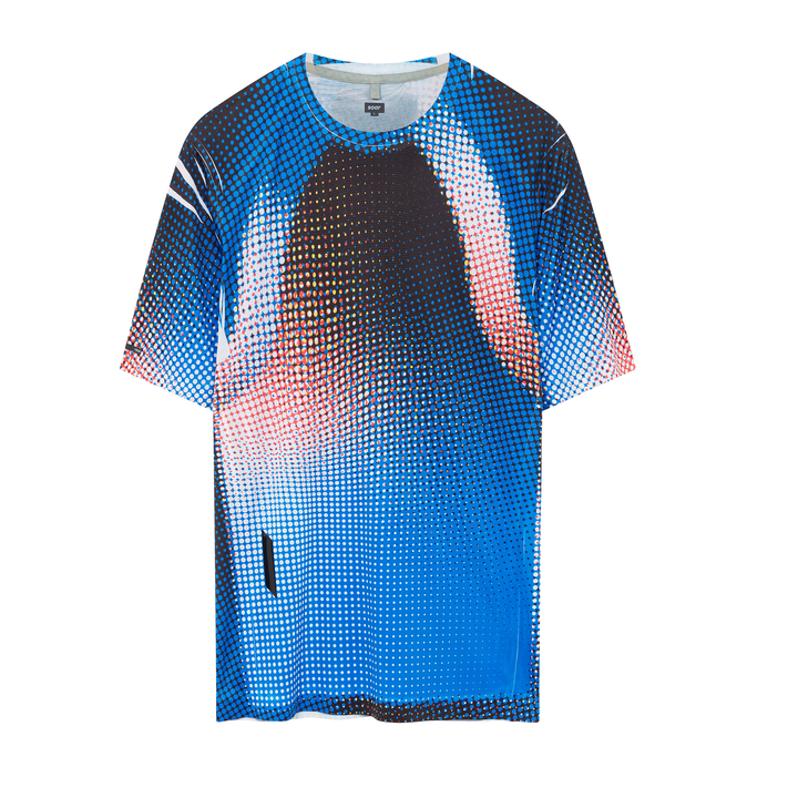 Soar Herren bedrucktes Tech-T-Shirt – Blau/Schwarze Punkte – SS26