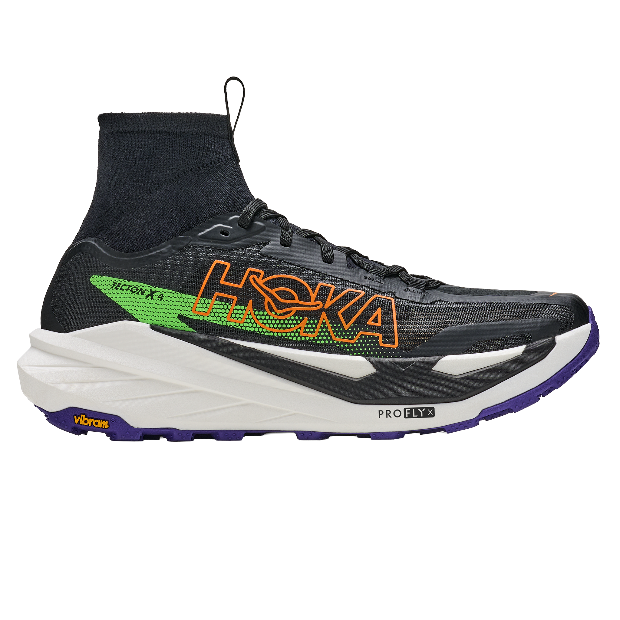 Hoka Mens Tecton X 4 - Black/Neon Green - Trail - AW26