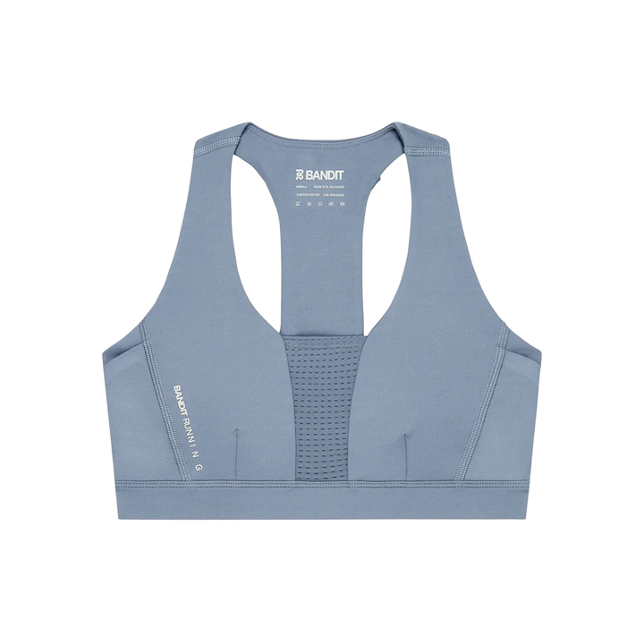 Bandit Womens Vanisher Geomesh V-Neck Run Bra- Steel Horizon - AW26