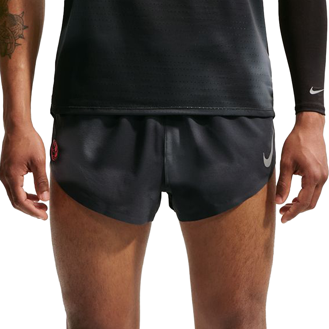 Nike Mens Dri-FIT 2" Brief-Lined AeroSwift Short - Black/Dark Smoke Grey/Bright Crimson - SP26