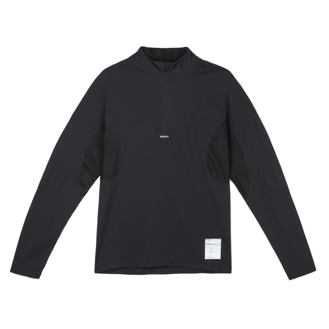 Satisfy Mens Fuzzfleece Octa Half-Zip Long Tee - Black