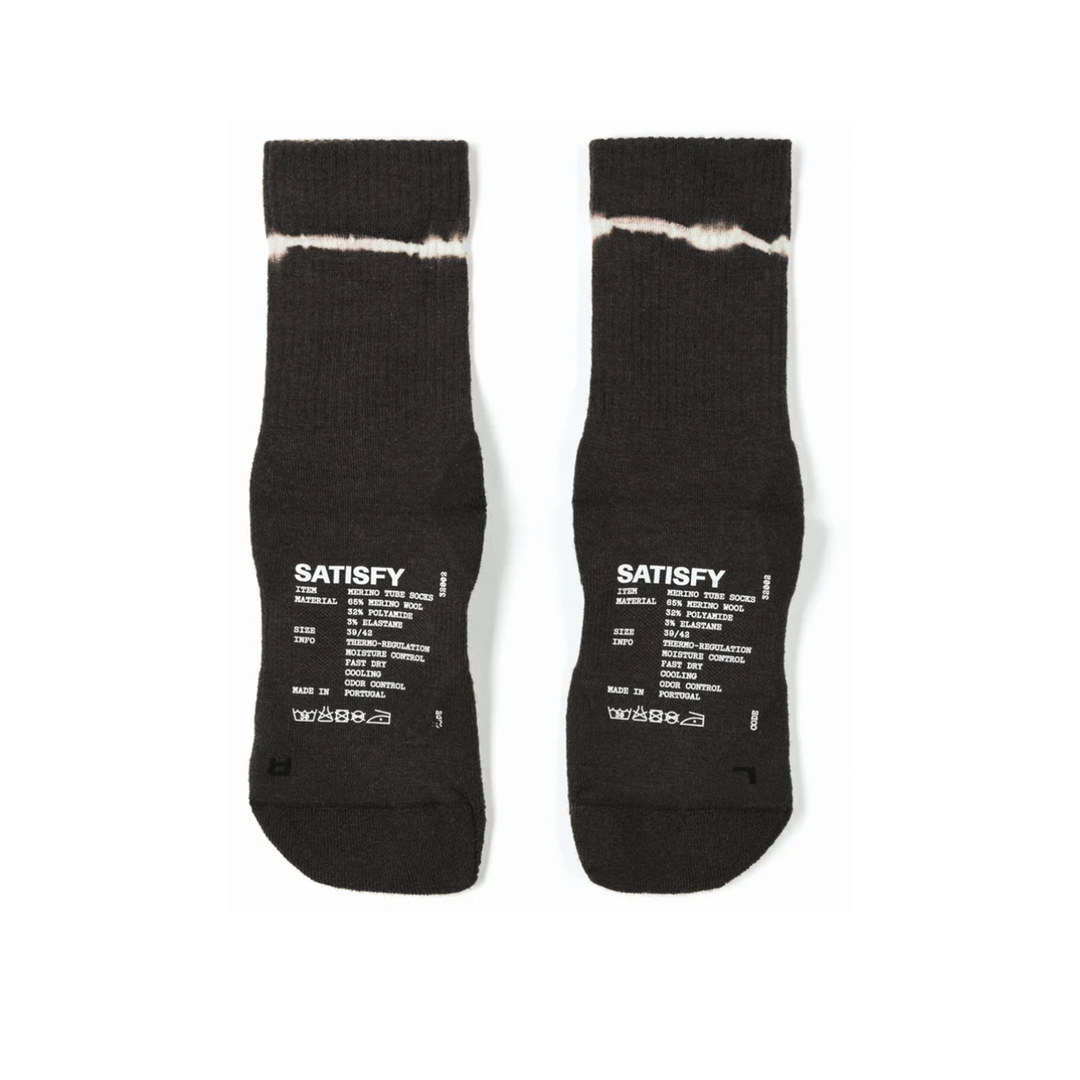 Satisfy Merino Nylon Tube Socks - Tie Dye Black - AW26