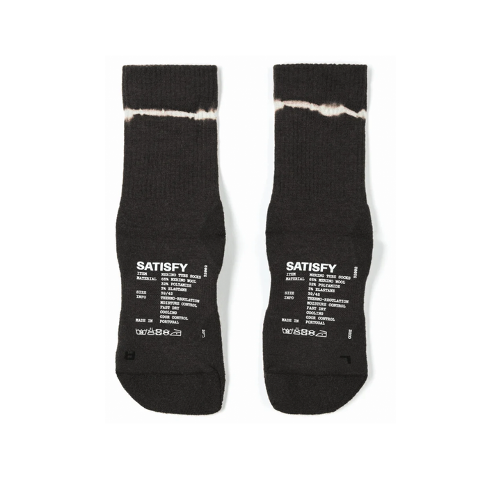Satisfy Merino Nylon Tube Socks - Tie Dye Black - AW26