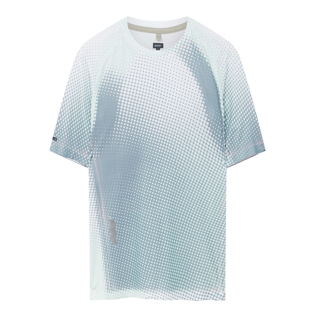 Soar Mens Printed Tech T - Grey/Sage Dots - SS26