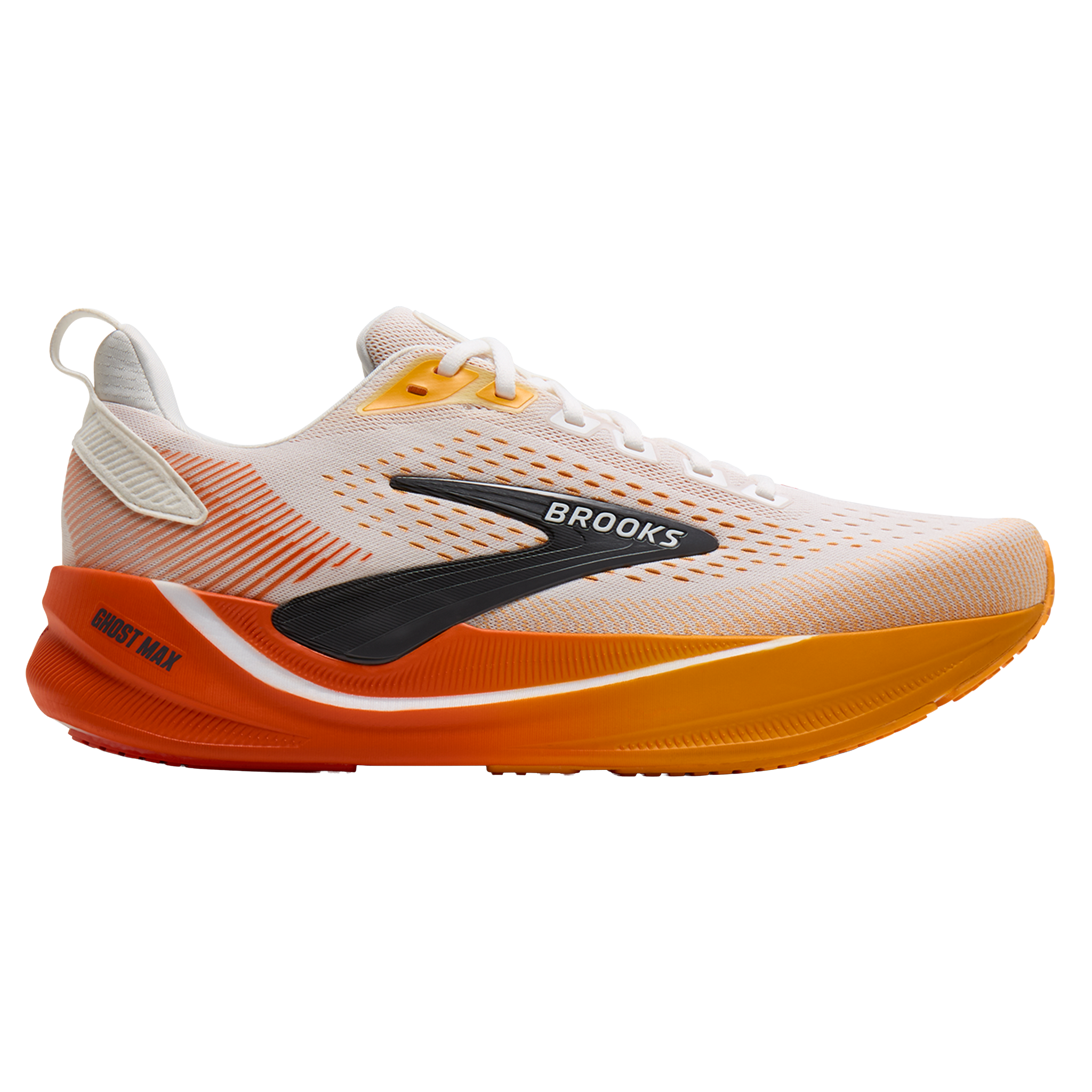 Brooks Mens Ghost Max 4 - White/Orange/Red - Neutral - AW26