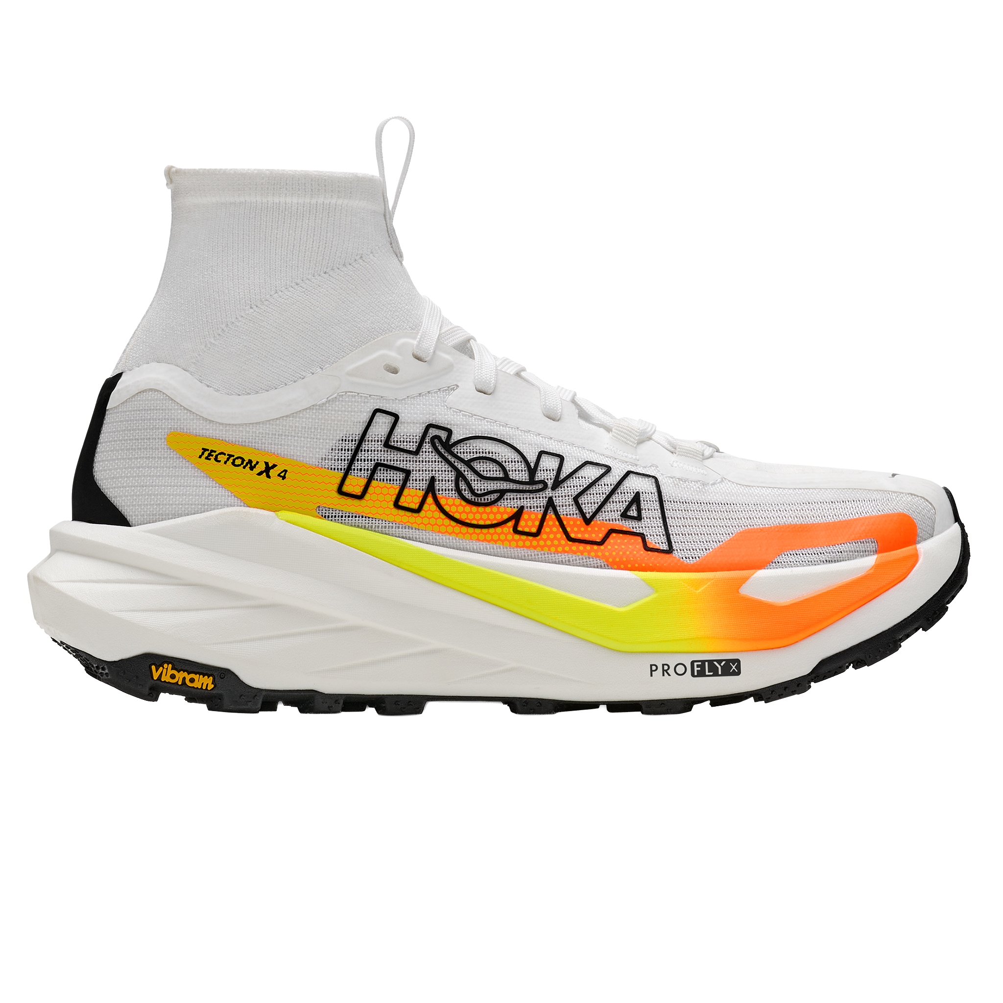 Hoka Mens Tecton X 4 - Frost/Neon Tangerine - Trail - AW26