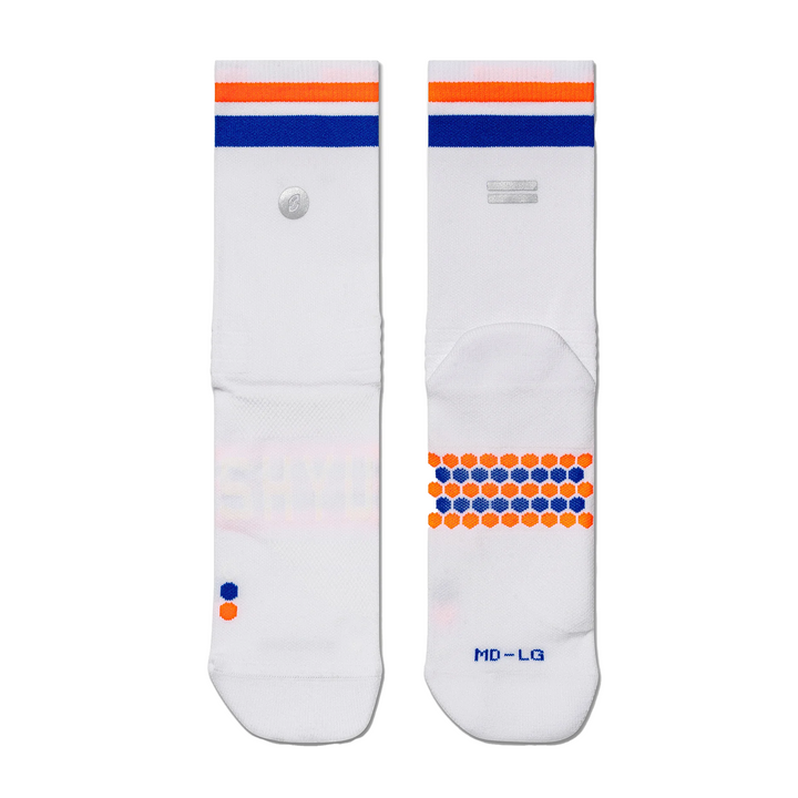 SHYU Racing Half Crew Socks - White/Blue/Orange