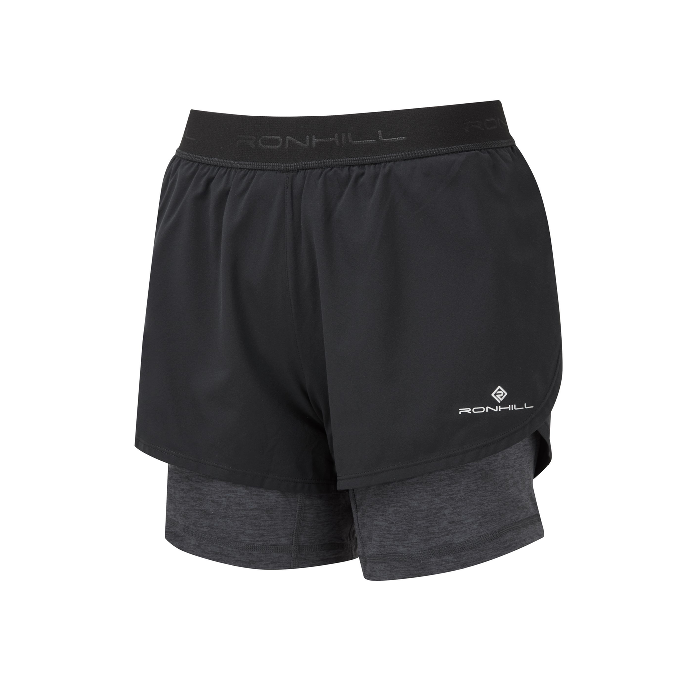 RonHill Womens Tech Twin Short - Black/Charcoal Marl