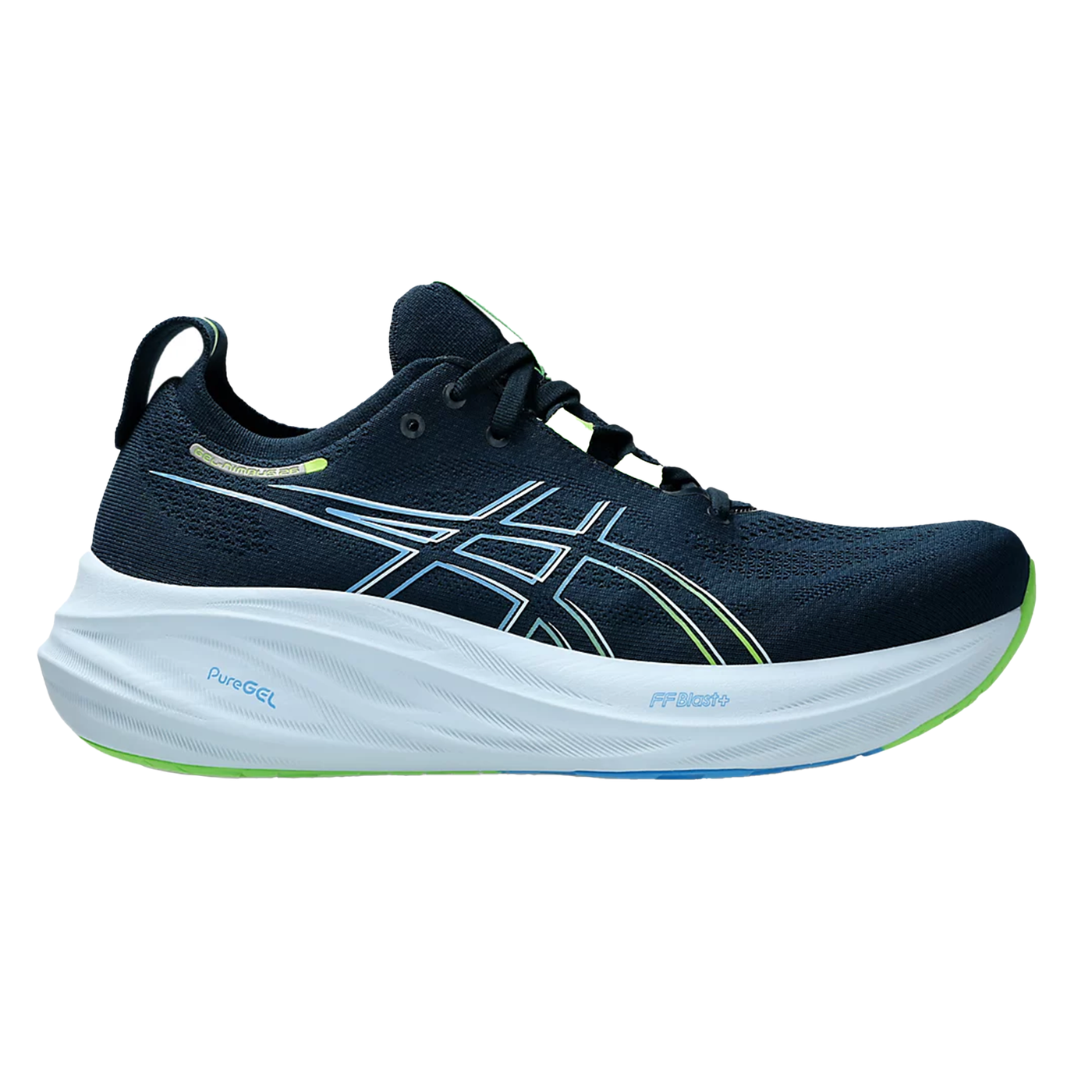 Asics Mens Gel Nimbus 26 French Blue Electric Lime Neutral
