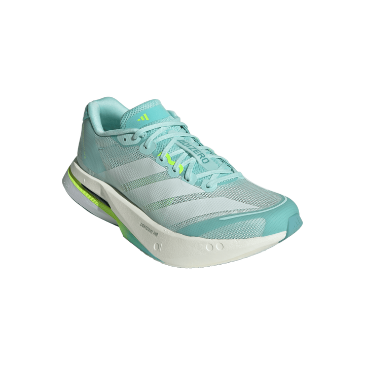 Adidas Womens Adizero Boston 13 - Semi Flash Aqua/Zero Metallic/Lucid Lemon- Neutral - AW25