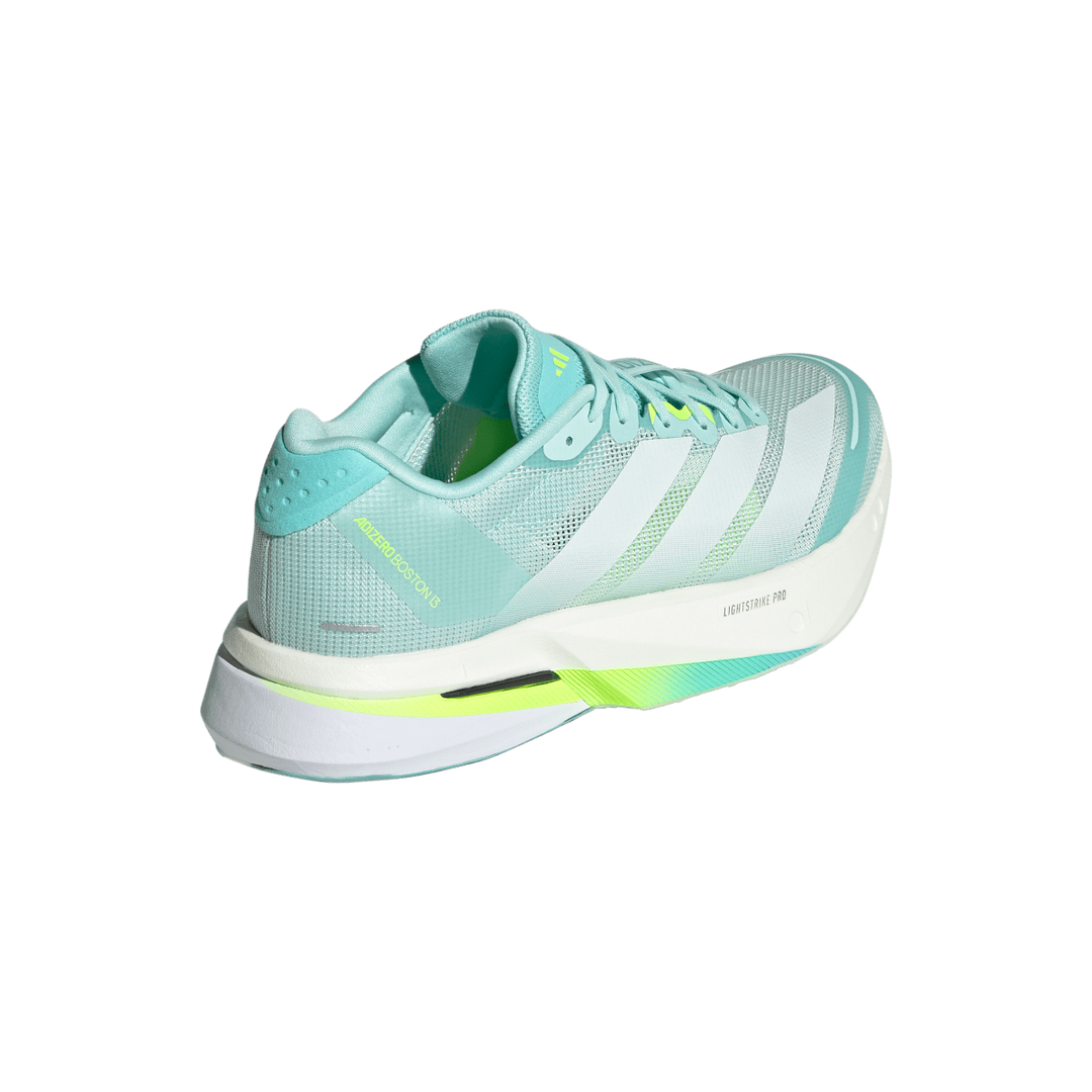 Adidas Womens Adizero Boston 13 - Semi Flash Aqua/Zero Metallic/Lucid Lemon- Neutral - AW25