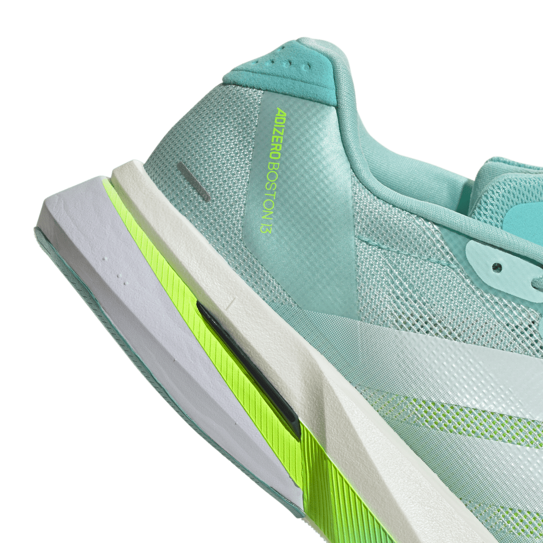 Adidas Womens Adizero Boston 13 - Semi Flash Aqua/Zero Metallic/Lucid Lemon- Neutral - AW25