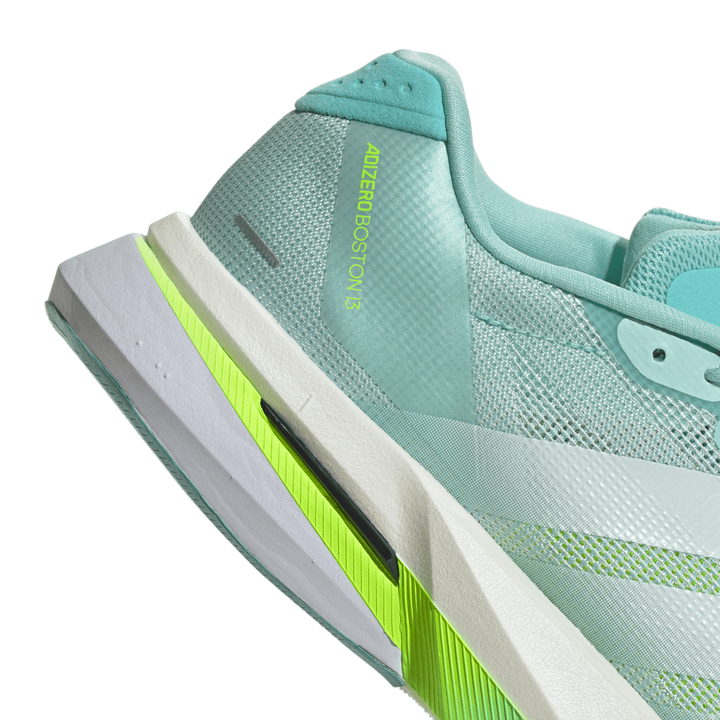 Adidas Womens Adizero Boston 13 - Semi Flash Aqua/Zero Metallic/Lucid Lemon- Neutral - AW25