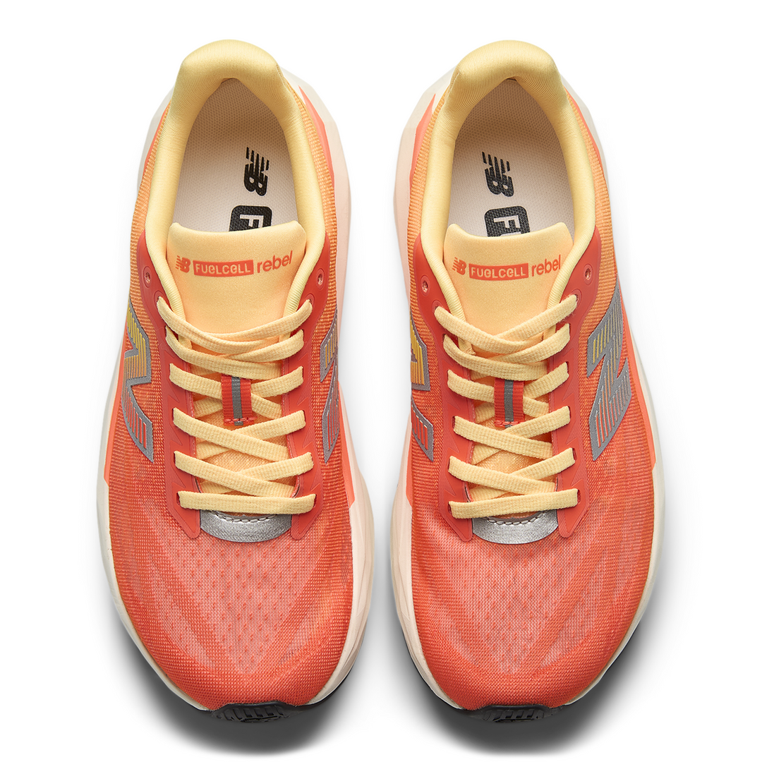 New Balance Womens FuelCell Rebel V5 Wide - D Width - Tangerine Heat/Silver Metallic - Neutral - SS26