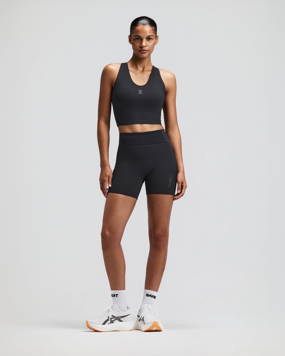 Bandit Women's Stamina Rounded V-Neck Crop with Mesh Back - Anthractite - AW26