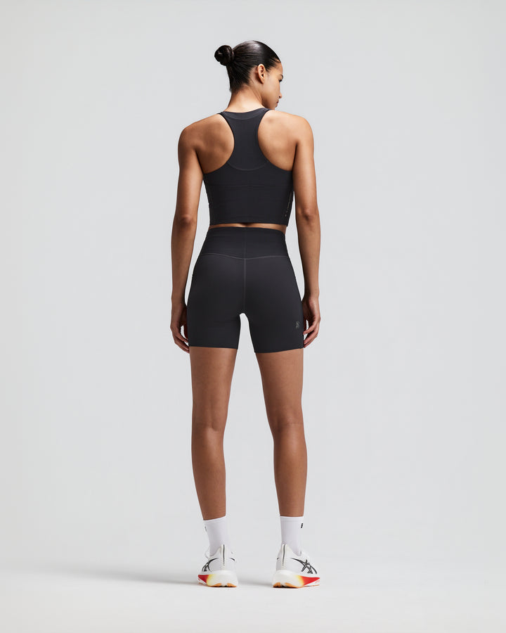 Bandit Women's Stamina Rounded V-Neck Crop with Mesh Back - Anthractite - AW26