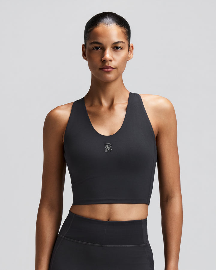 Bandit Women's Stamina Rounded V-Neck Crop with Mesh Back - Anthractite - AW26