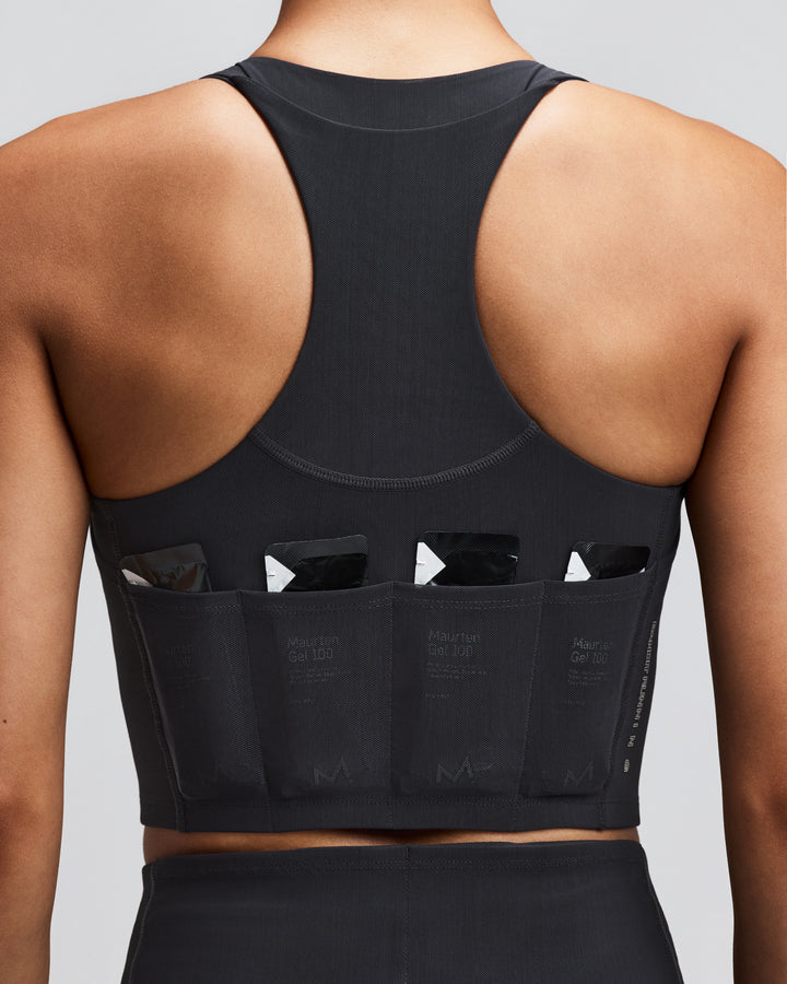 Bandit Women's Stamina Rounded V-Neck Crop with Mesh Back - Anthractite - AW26