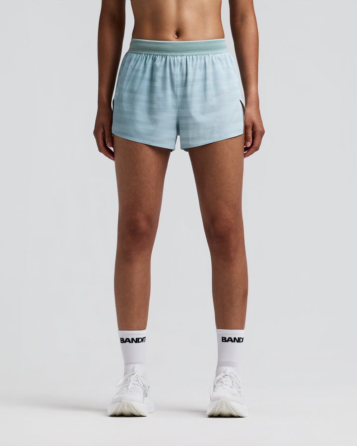 Bandit Women's CoolGrid 3" Split Shorts Uneven Gradient - Lagoon/Mist - AW26