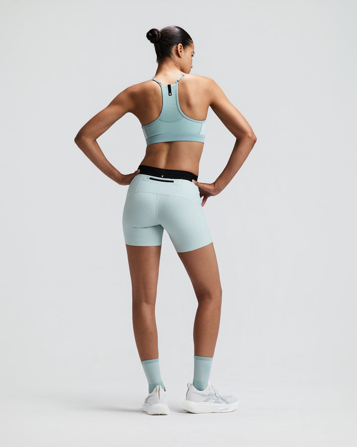 Bandit Womens Striped Cadence Strappy Bra with Mesh Overlay - Mist/Lagoon - AW26