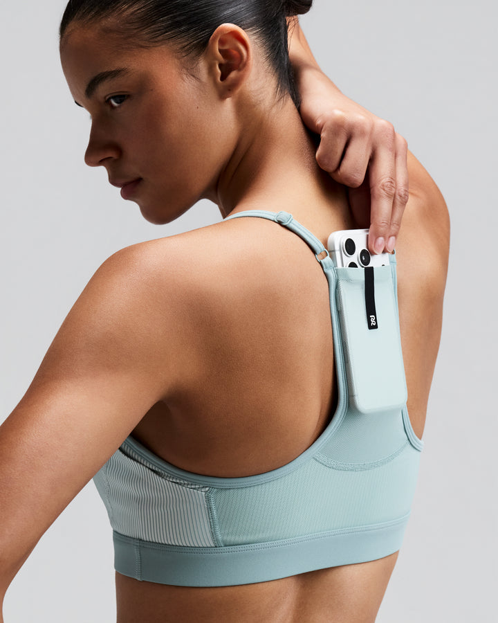 Bandit Womens Striped Cadence Strappy Bra with Mesh Overlay - Mist/Lagoon - AW26