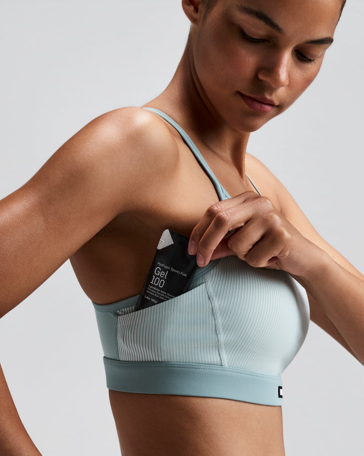 Bandit Womens Striped Cadence Strappy Bra with Mesh Overlay - Mist/Lagoon - AW26
