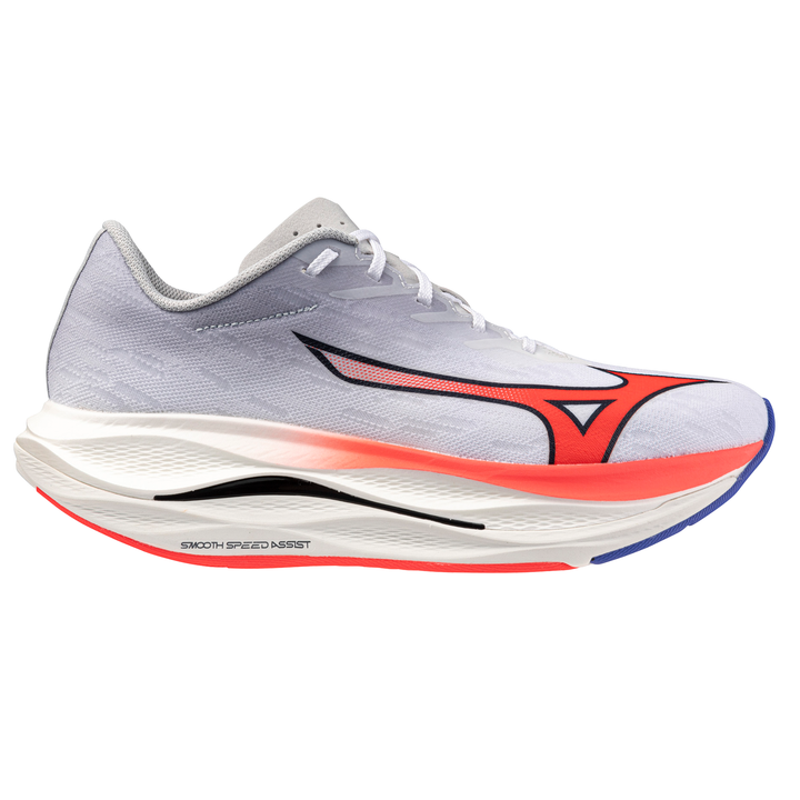 Mizuno Mens Wave Rebellion Flash - White/Fiery Coral/Iris Bloom - Neutral - AW25
