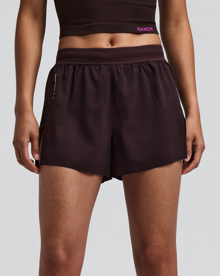 Bandit Women's CoolGrid 3" Split Shorts - Espresso - AW26
